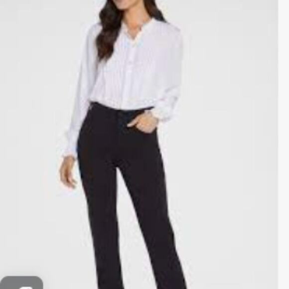 NYDJ Lift Tuck Black Marilyn Straight Embellished  Jeans Size 12 - Picture 1 of 11